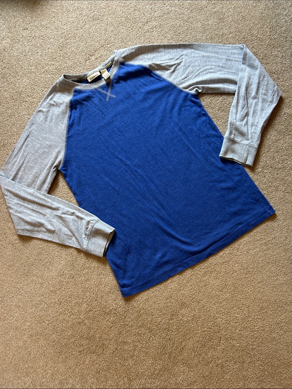 Girls, long sleeve blue and gray shirt